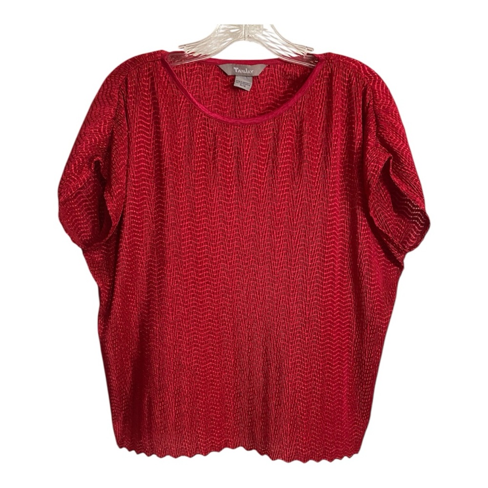 TanJay Red Textured Blouse